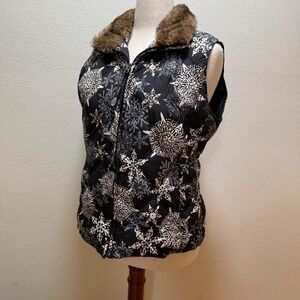 Eddie Bauer Premium Goose Down Insulation Snowflake Signature Quality Vest Wom L